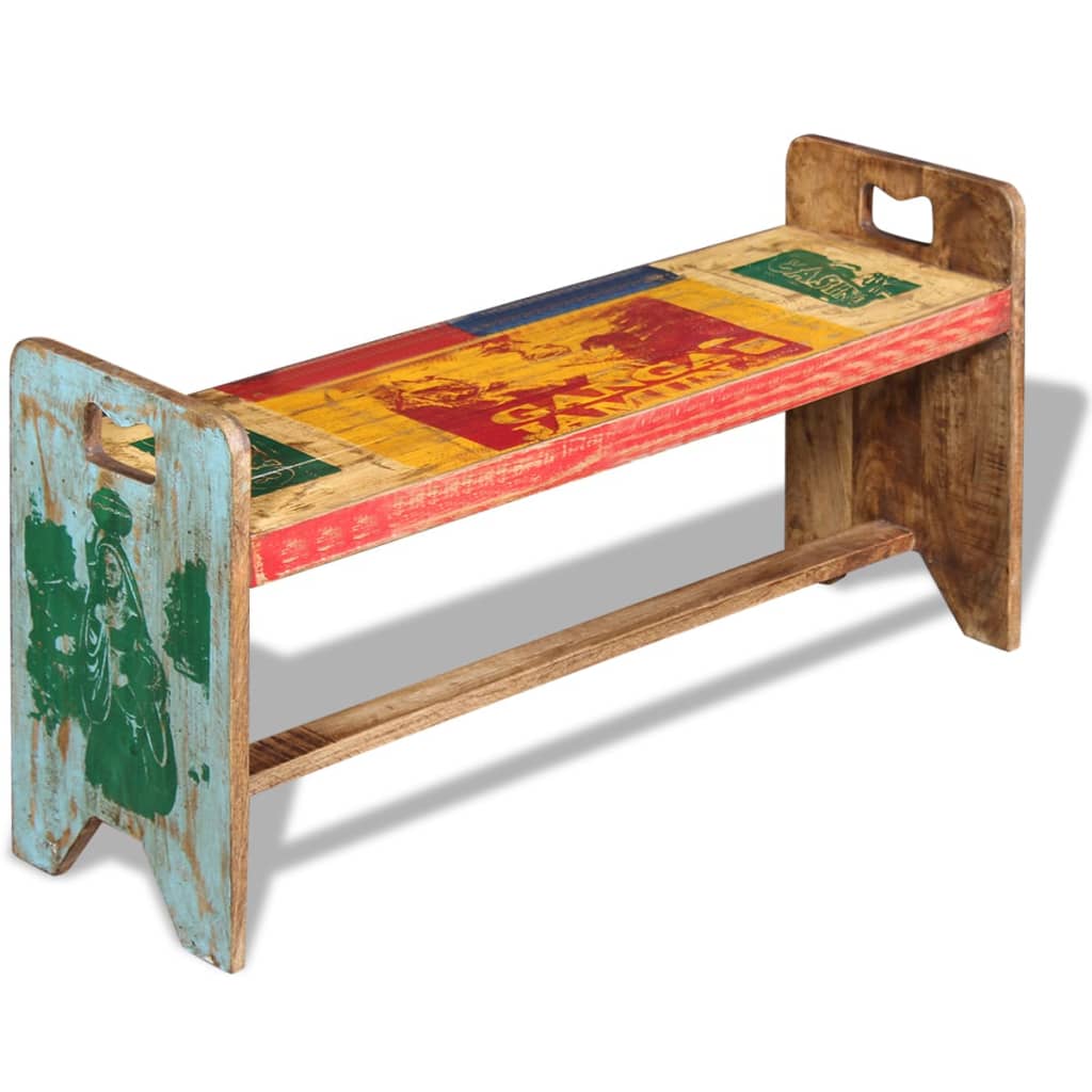 Cola Bench Solid Reclaimed Wood 100X30X50 Cm