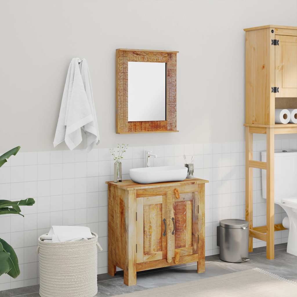 Reclaimed Solid Wood Bathroom Vanity Cabinet Set With Mirror
