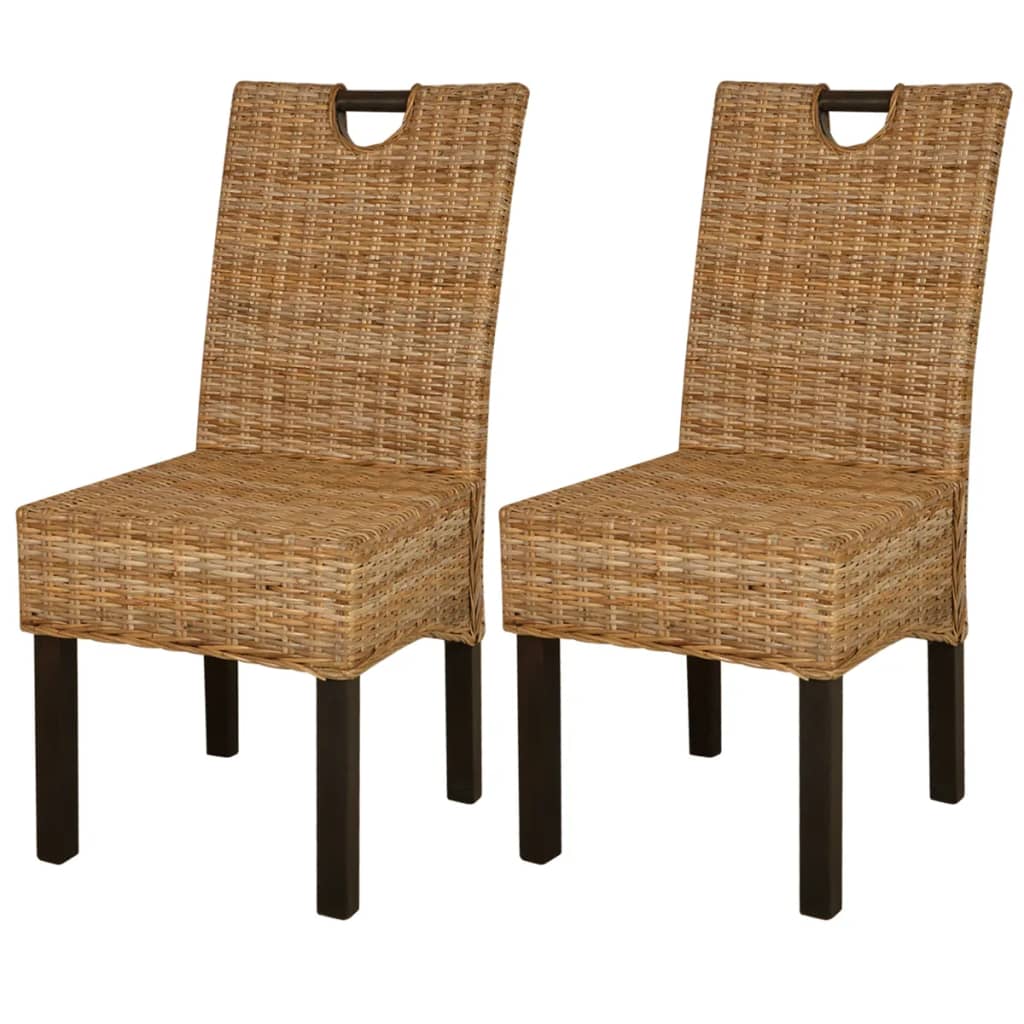 Dining Chair 2 Pcs Kubu Rattan Mango Wood