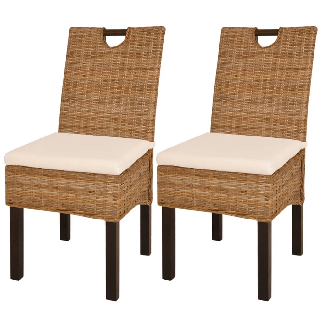 Dining Chair 2 Pcs Kubu Rattan Mango Wood