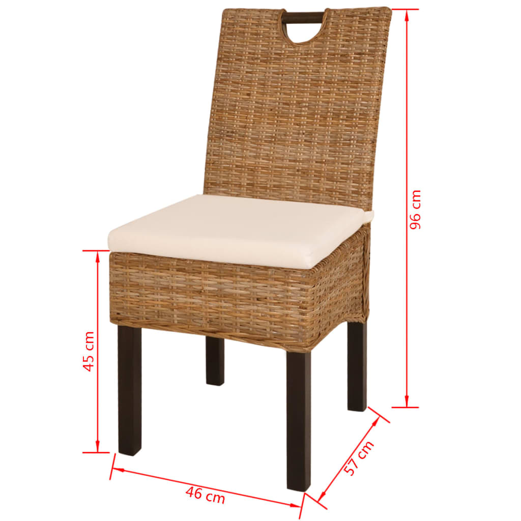 Dining Chair 2 Pcs Kubu Rattan Mango Wood