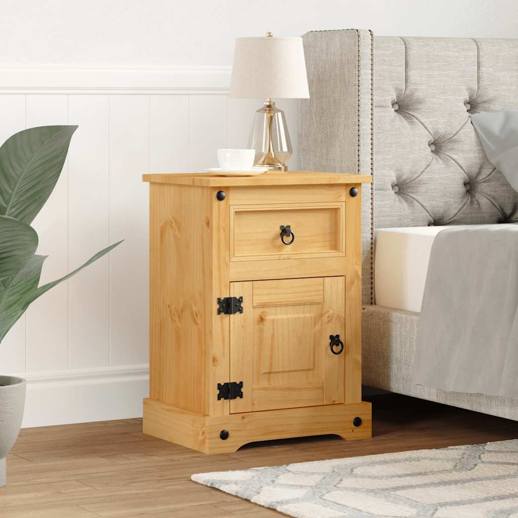 Bedside Cabinet Mexican Pine Corona Range 53X39X67 Cm