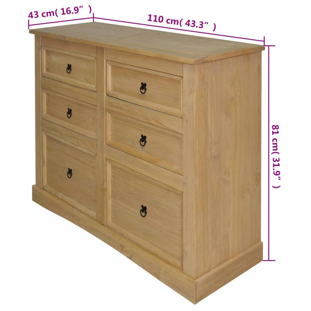 Sideboard Mexican Pine Corona Range 110X43X81 Cm