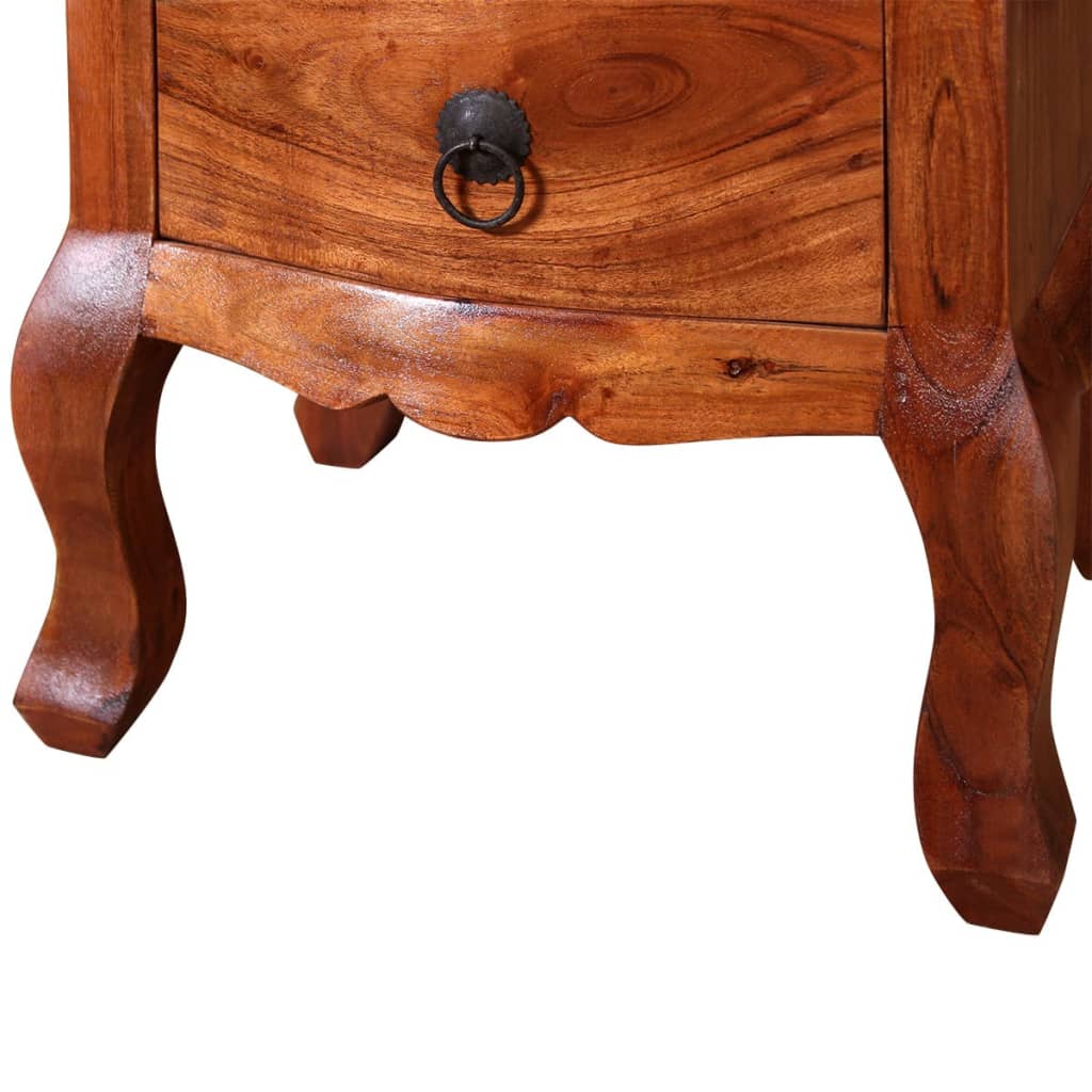 Nightstand With Drawers Solid Acacia Wood