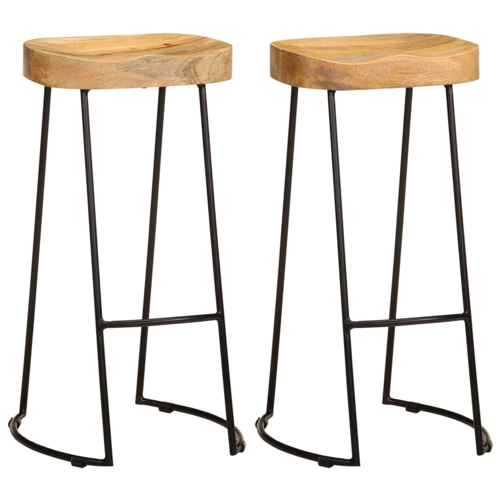 Bar Stools 2 Pcs Solid Mango Wood