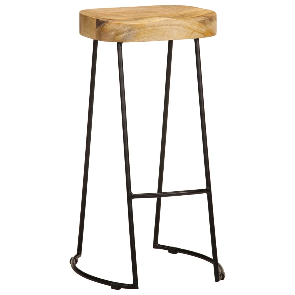 Bar Stools 2 Pcs Solid Mango Wood