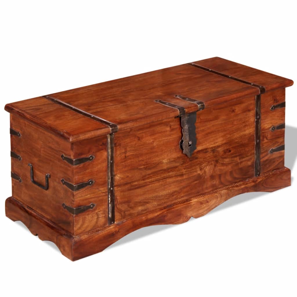 Two Piece Storage Chest Set Acacia Wood