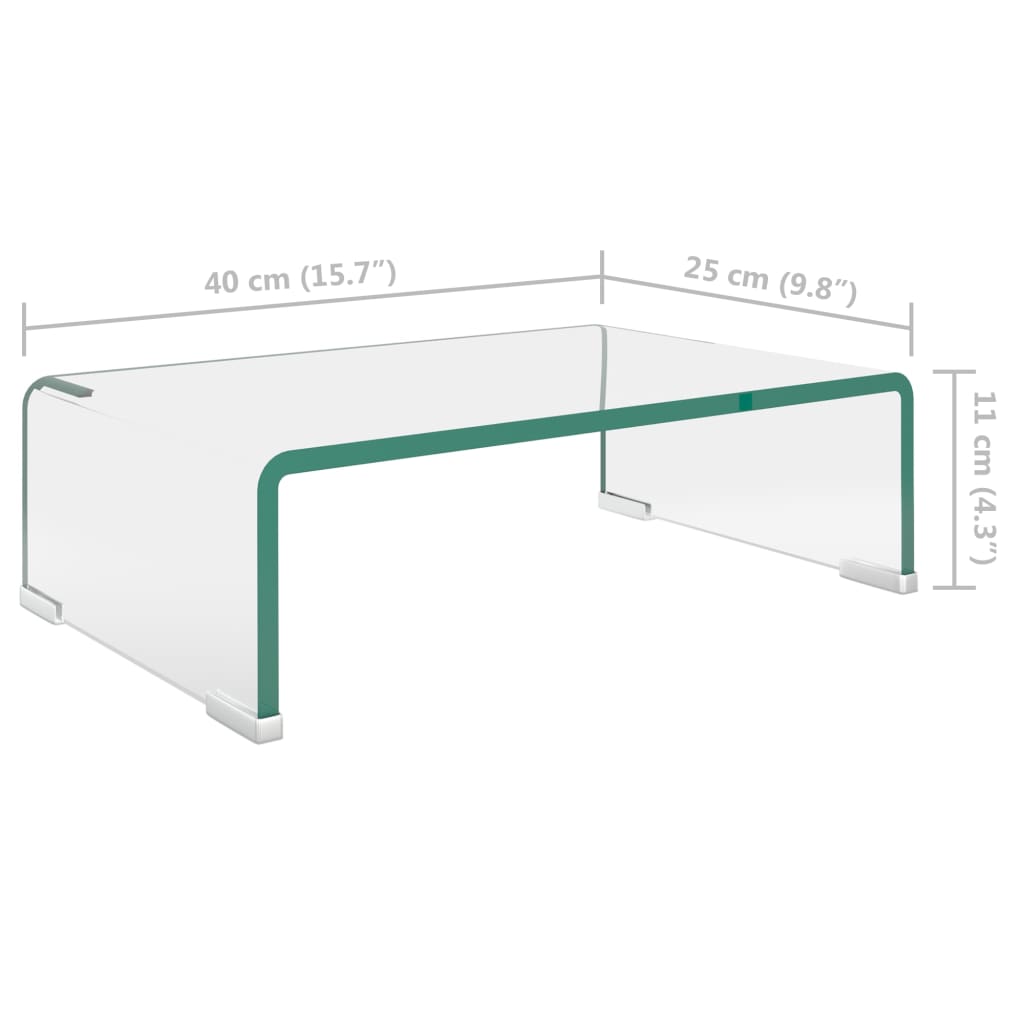Tv Stand/Monitor Riser Glass Clear