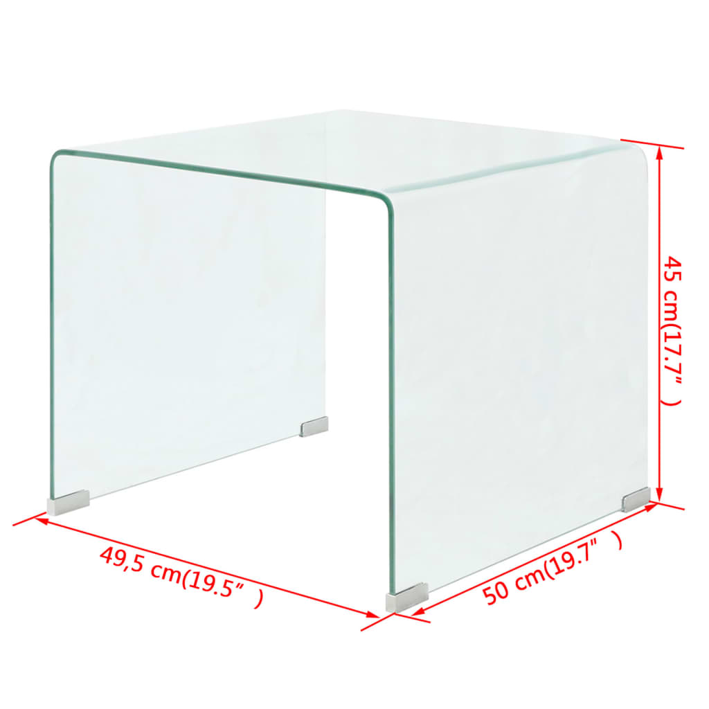 Coffee Table Tempered Glass 49.5X50X45 Cm Clear