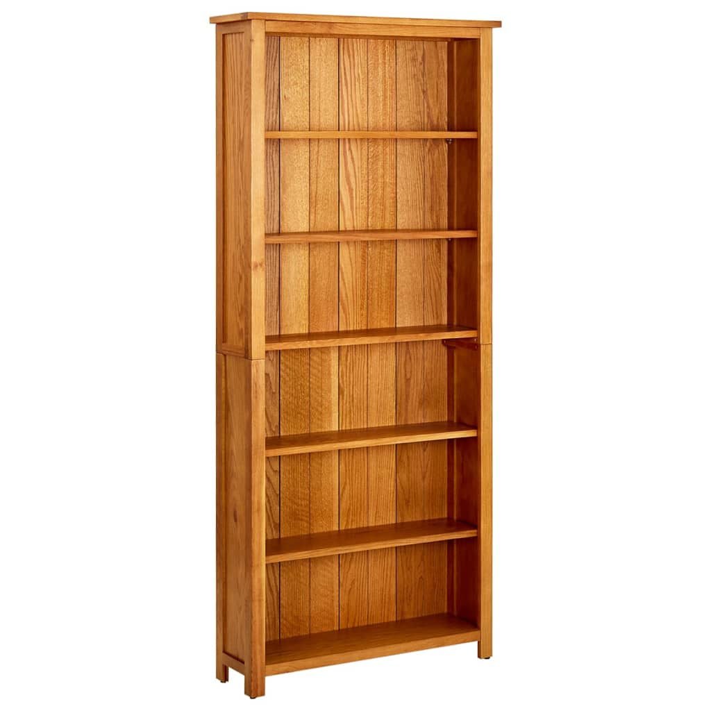 5-Tier Bookcase Solid Oak Wood