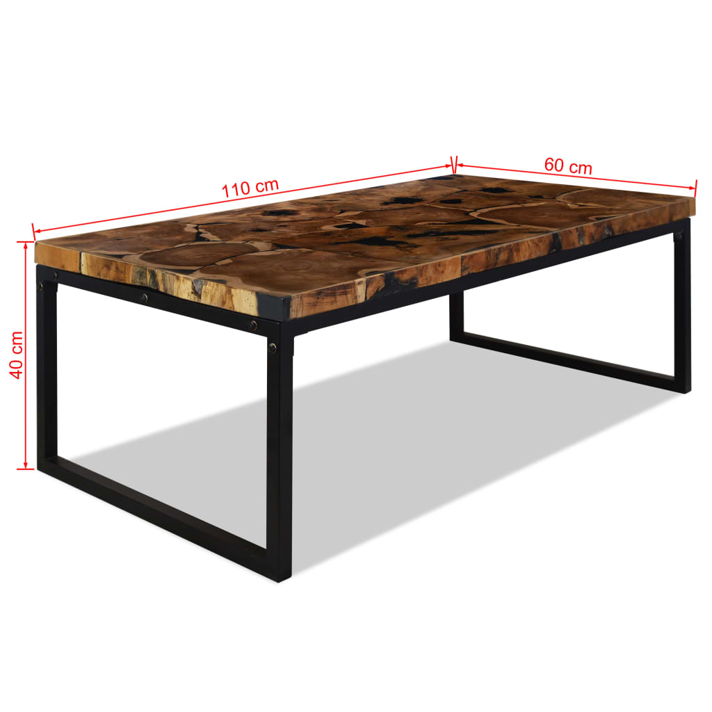 Coffee Table Teak Resin 110X60X40 Cm And Brown