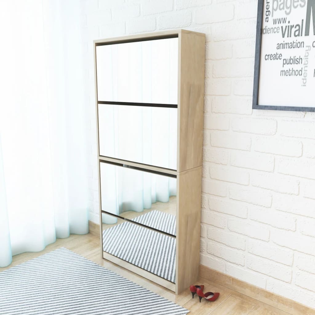 Shoe Cabinet 4-Layer Mirror 63X17X134 Cm