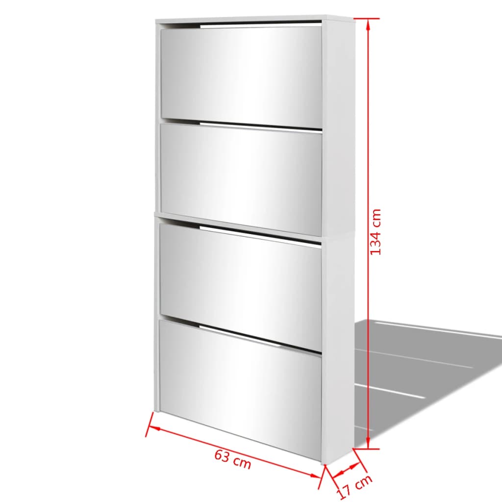 Shoe Cabinet 4-Layer Mirror 63X17X134 Cm