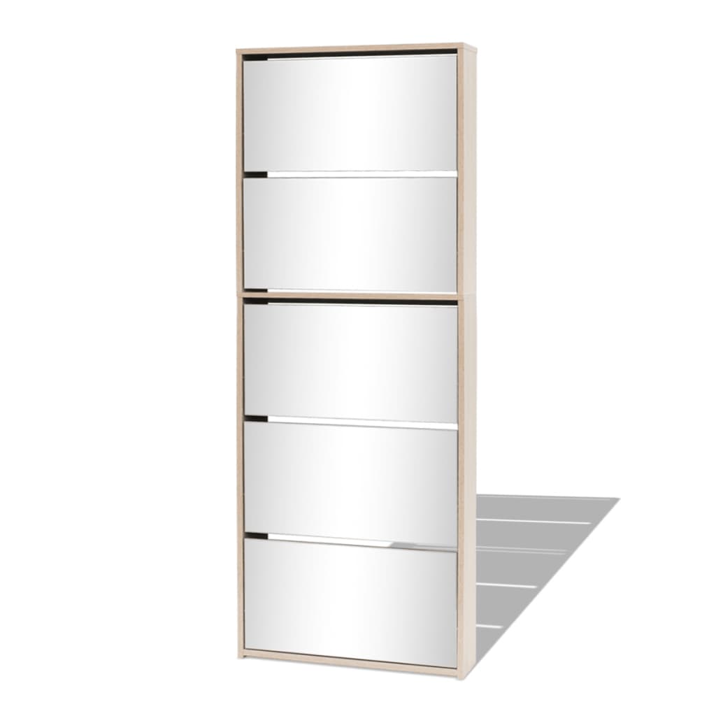 Shoe Cabinet 5-Layer Mirror 63X17X169.5 Cm
