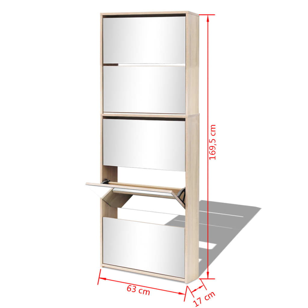 Shoe Cabinet 5-Layer Mirror 63X17X169.5 Cm