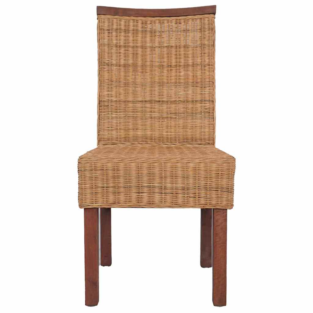 Dining Chairs 4 Pcs Brown Natural Rattan