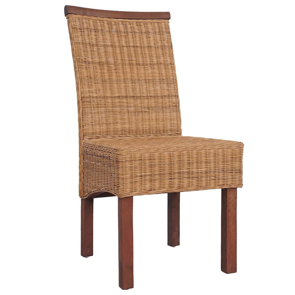 Dining Chairs 4 Pcs Brown Natural Rattan