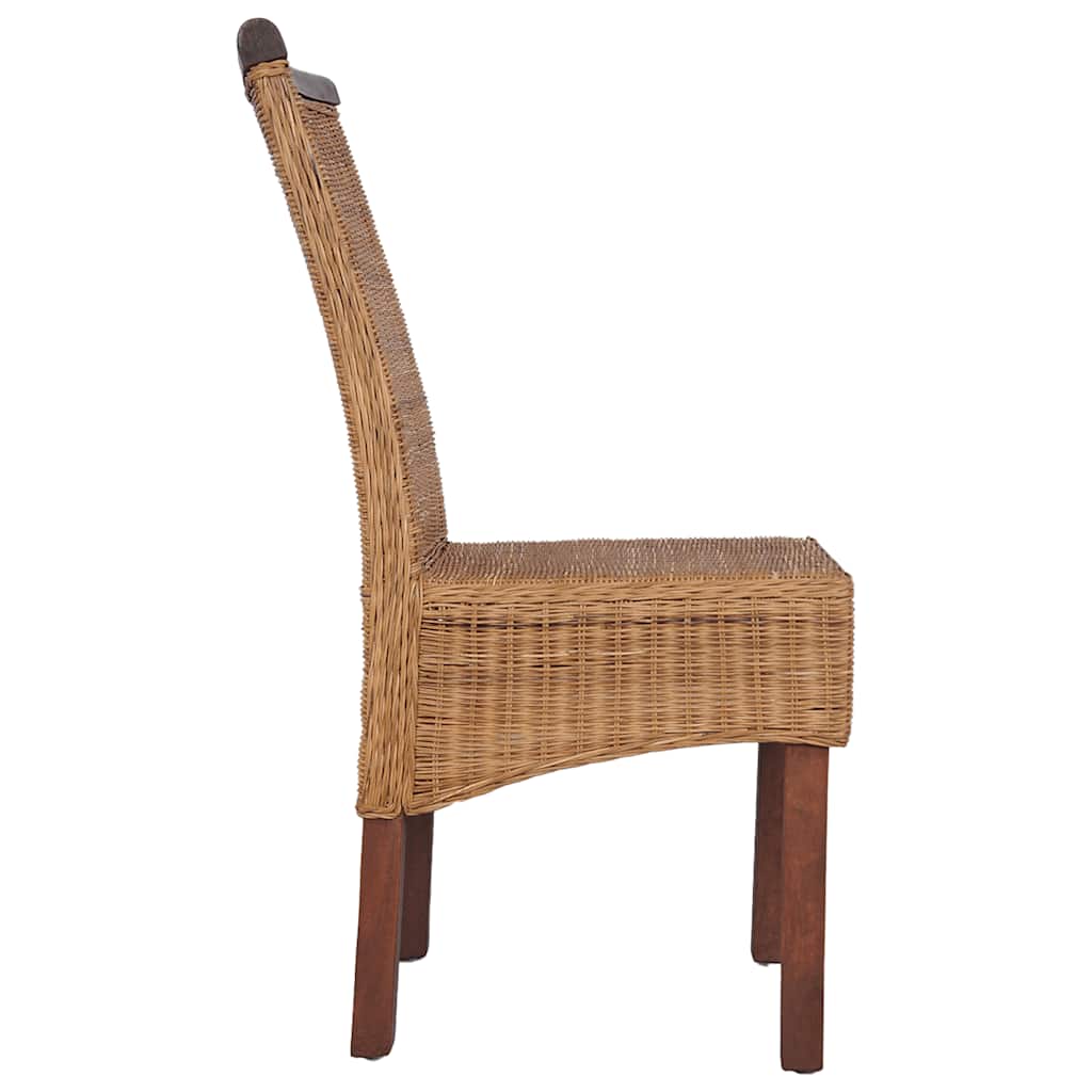 Dining Chairs 4 Pcs Brown Natural Rattan