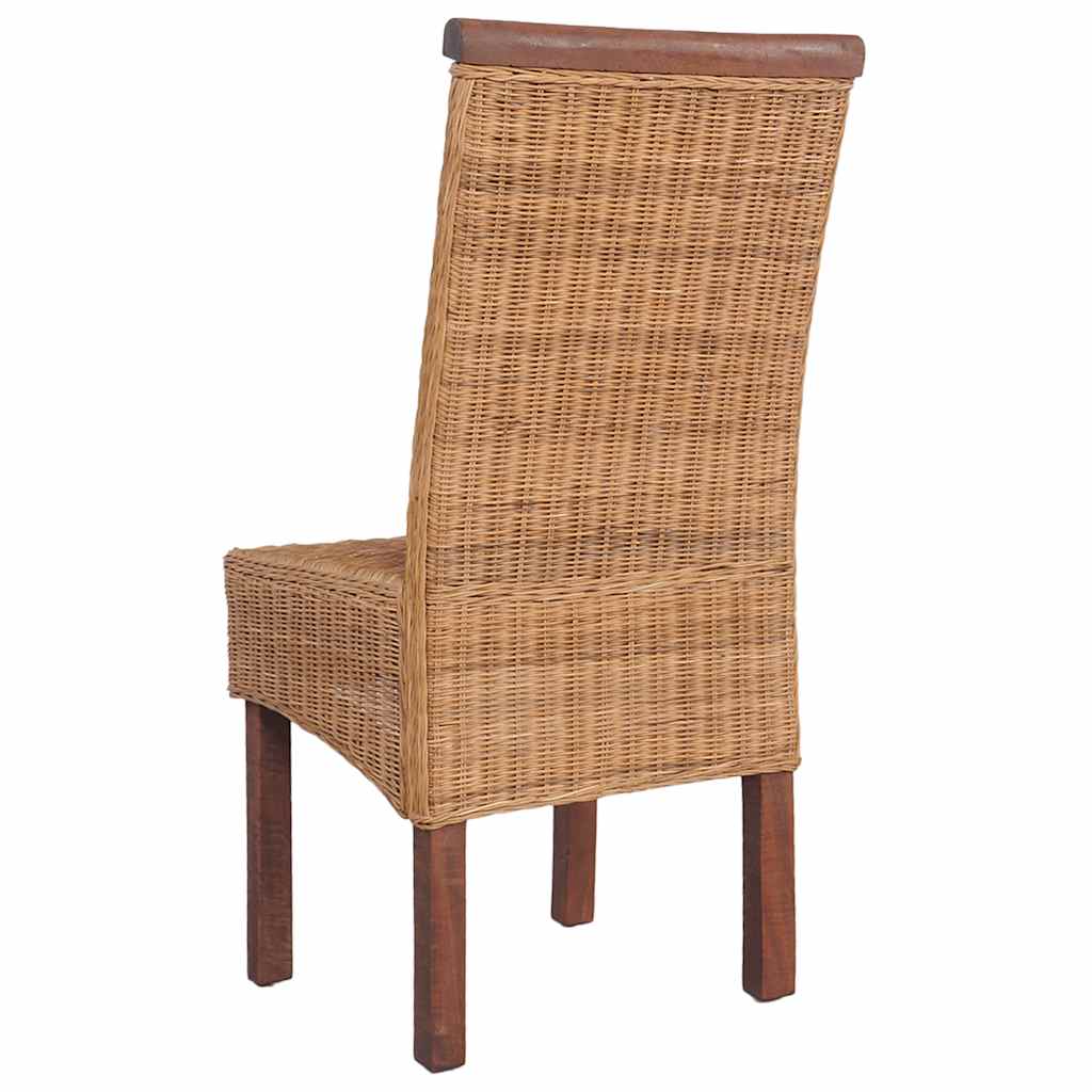 Dining Chairs 4 Pcs Brown Natural Rattan