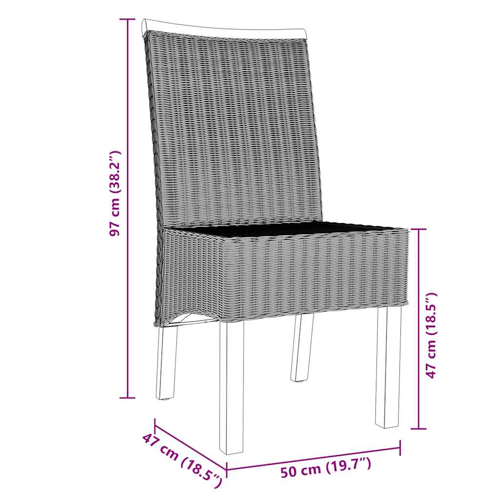 Dining Chairs 4 Pcs Brown Natural Rattan