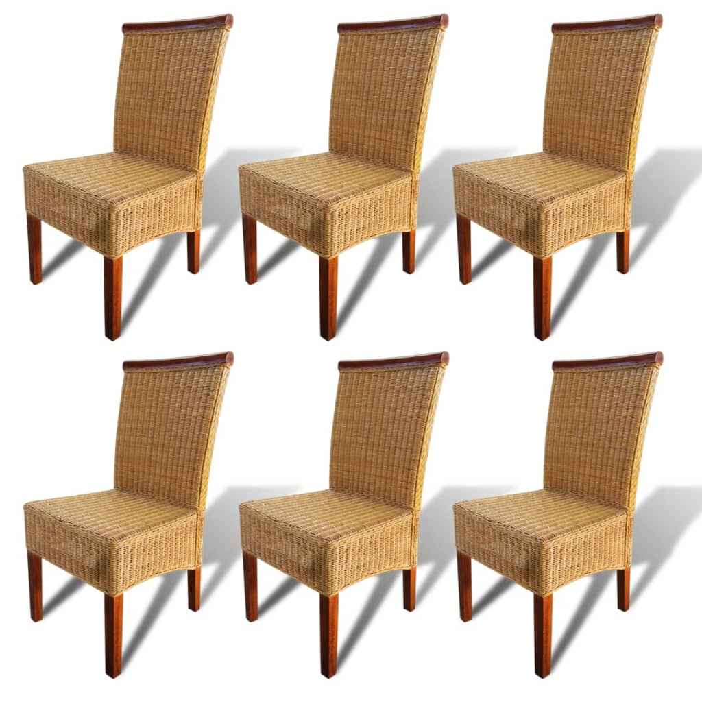 Dining Chairs 4 Pcs Brown Natural Rattan