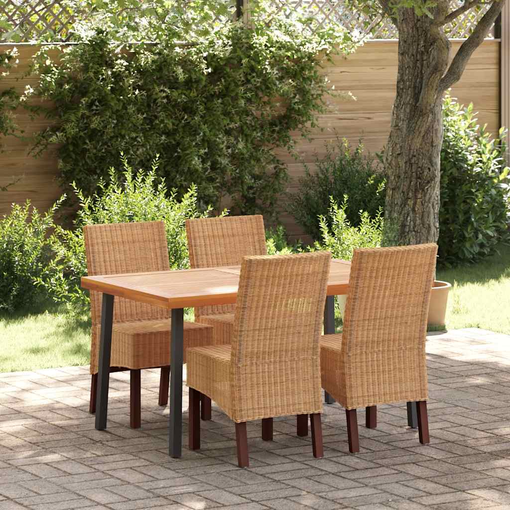 Dining Chairs 4 Pcs Brown Natural Rattan