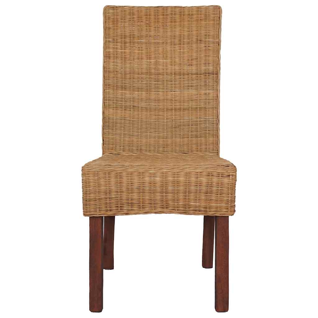 Dining Chairs 4 Pcs Brown Natural Rattan
