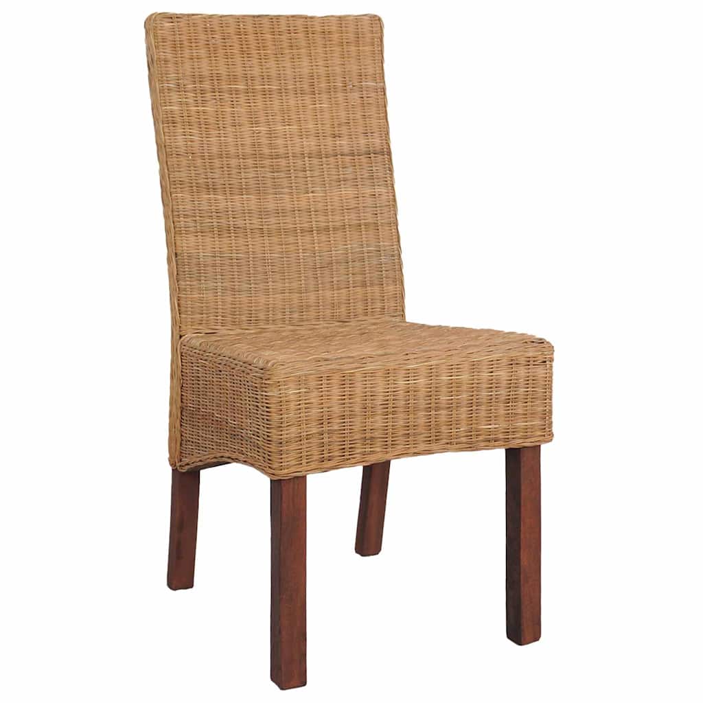 Dining Chairs 4 Pcs Brown Natural Rattan