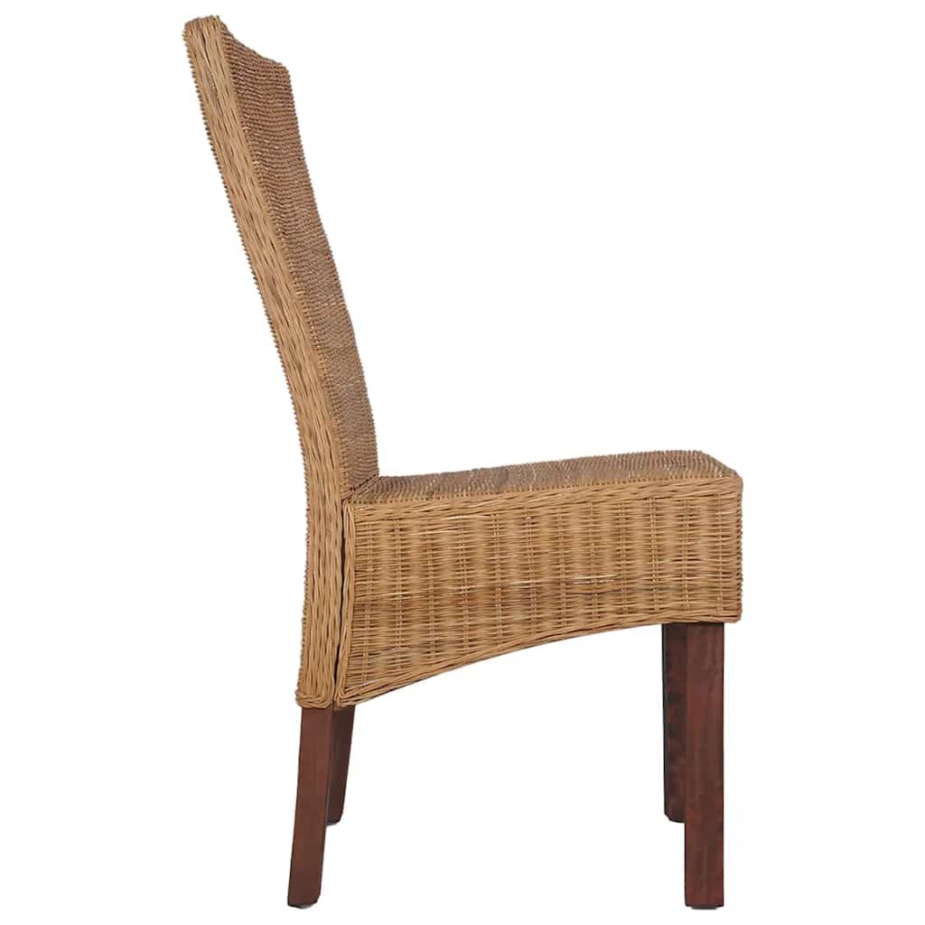 Dining Chairs 4 Pcs Brown Natural Rattan