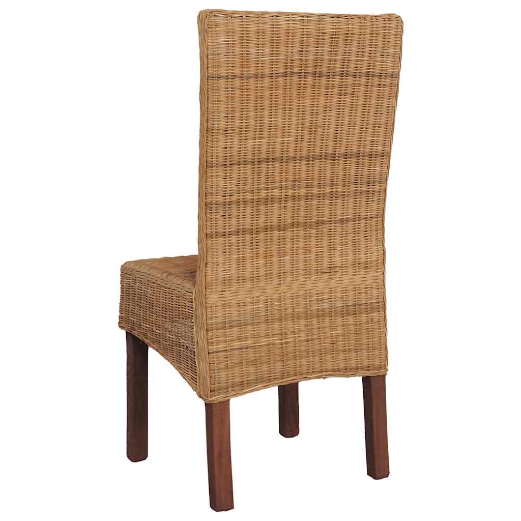 Dining Chairs 4 Pcs Brown Natural Rattan