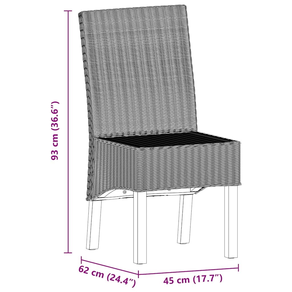 Dining Chairs 4 Pcs Brown Natural Rattan