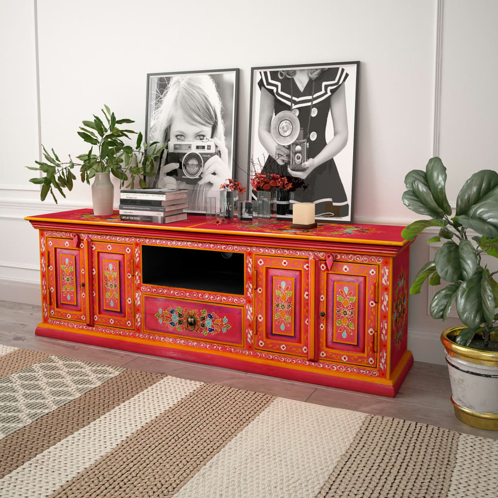 Tv Cabinet Solid Mango Wood Hand Painted