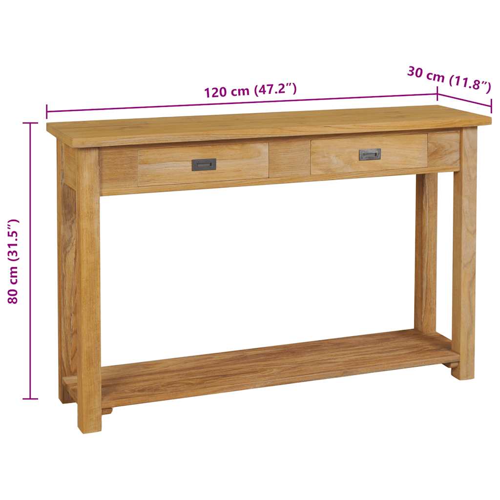 Console Table Solid Teak 120X30X80 Cm