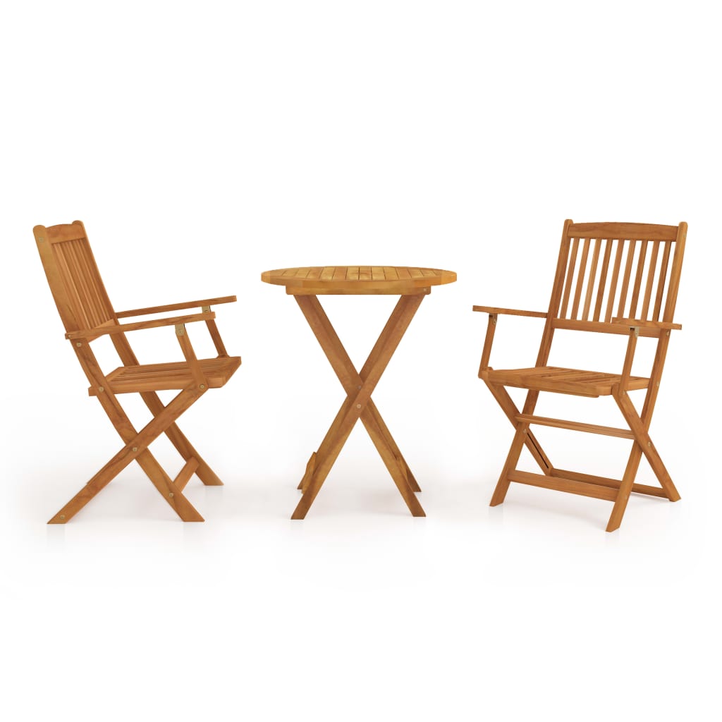3 Piece Folding Bistro Set Solid Acacia Wood 60 Cm