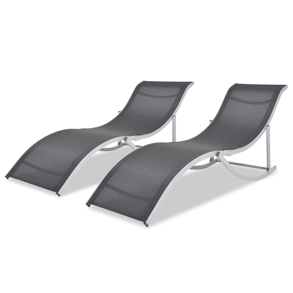 Folding Sun Loungers 2 Pcs Aluminium And Textilene