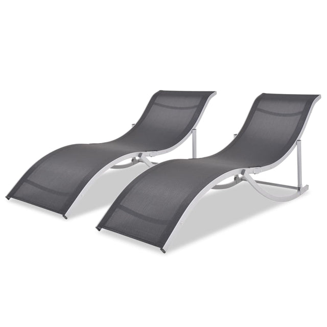 Folding Sun Loungers 2 Pcs Aluminium And Textilene