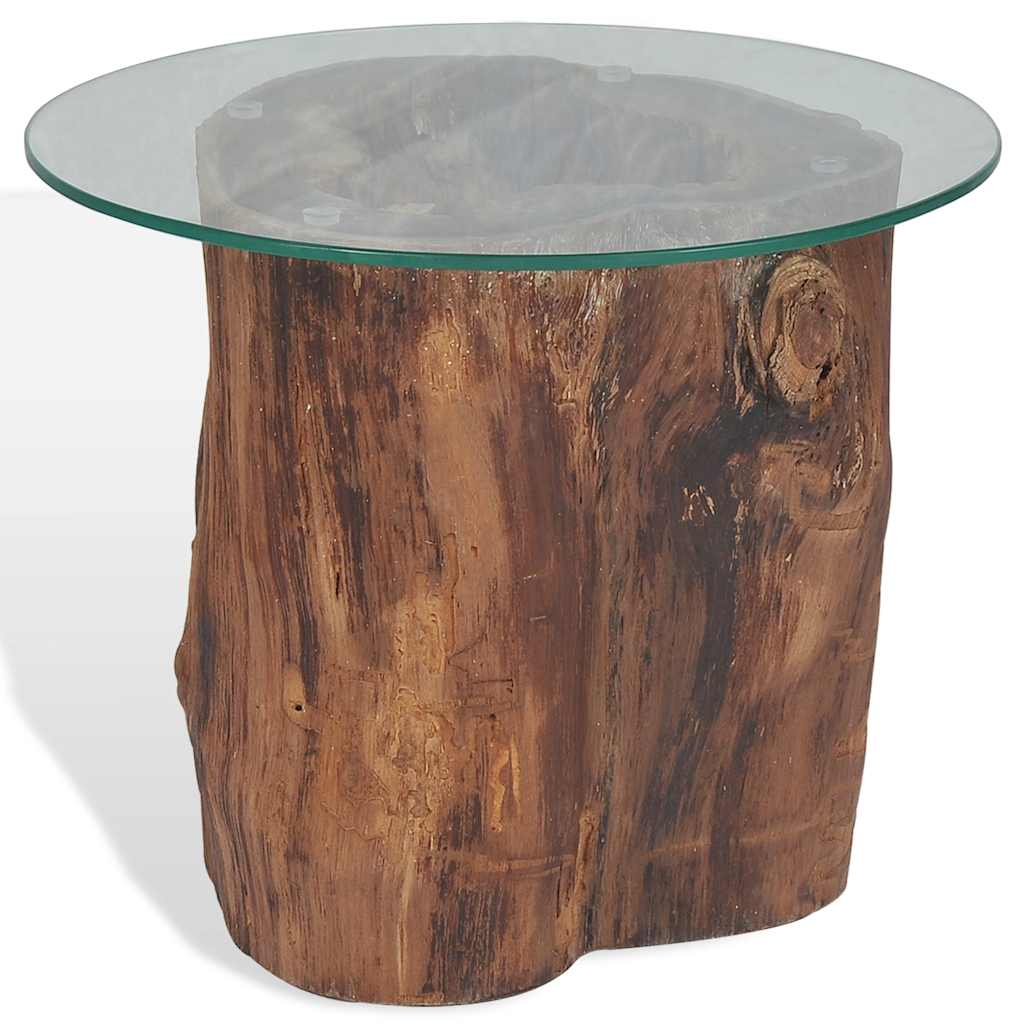 Coffee Table Teak Glass 50X40 Cm