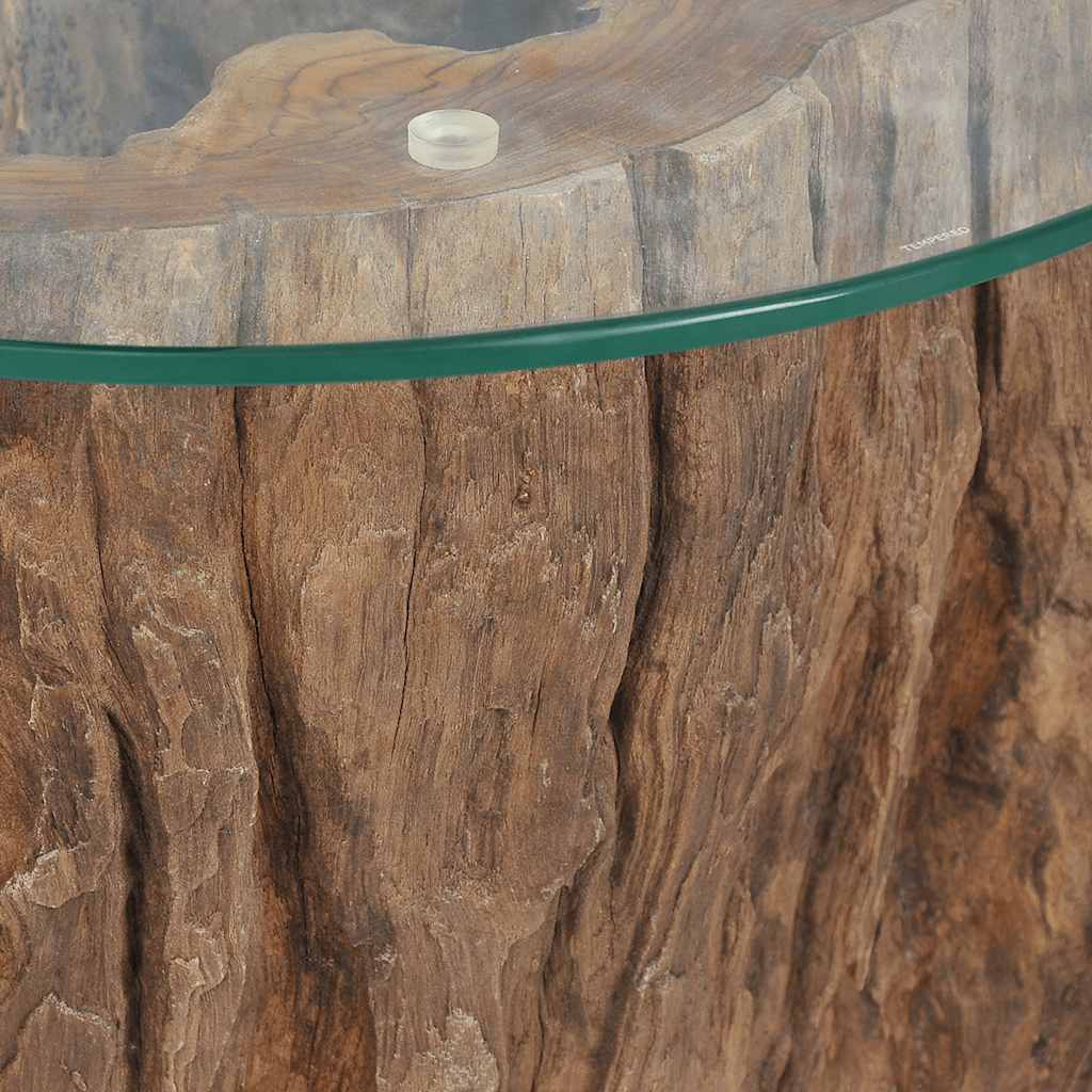 Coffee Table Teak Glass 50X40 Cm
