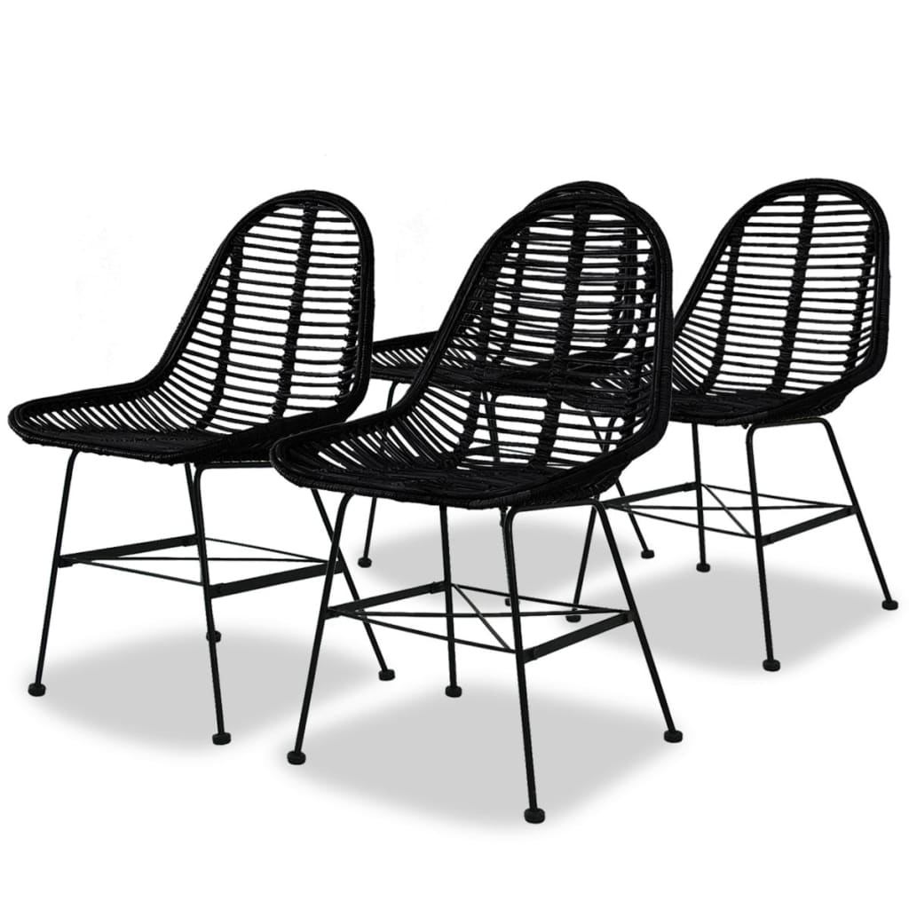 Dining Chairs 4 Pcs Natural Rattan