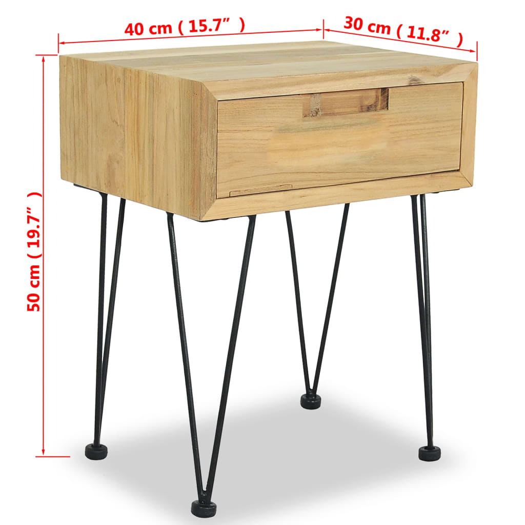 Bedside Cabinet 40X30X50 Cm Solid Teak