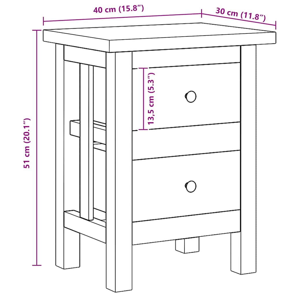Nightstand Solid Mahogany Wood 40X30X51 Cm
