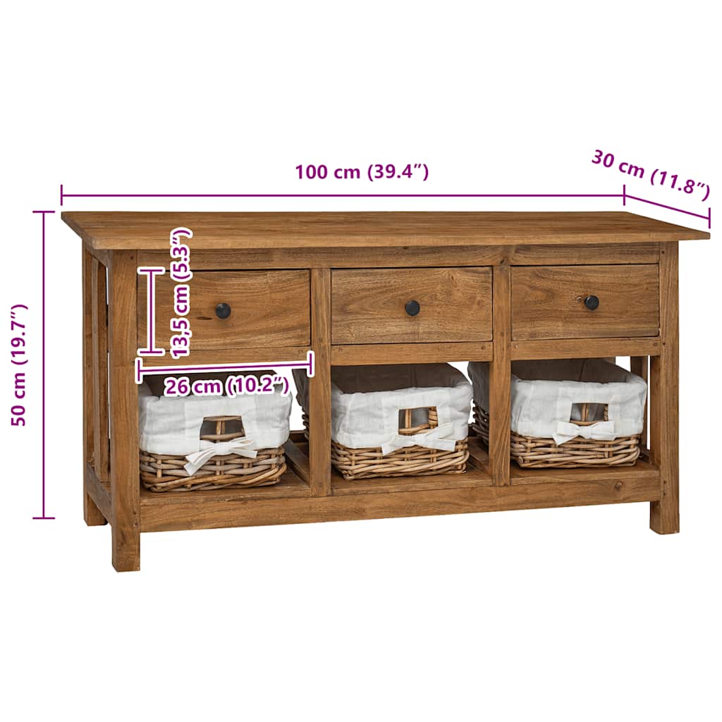 Sideboard Solid Mahogany Wood 100X30X50 Cm