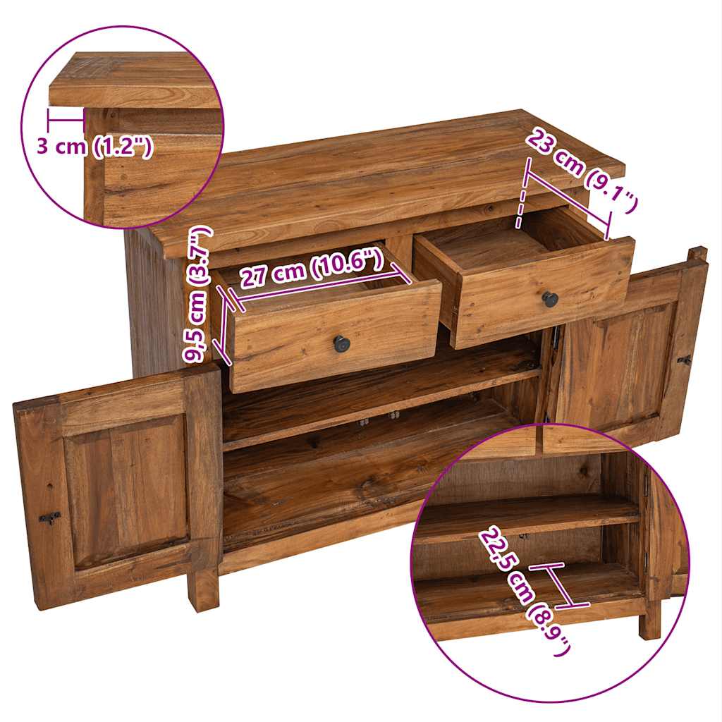 Sideboard Solid Mahogany Wood 75X30X65 Cm