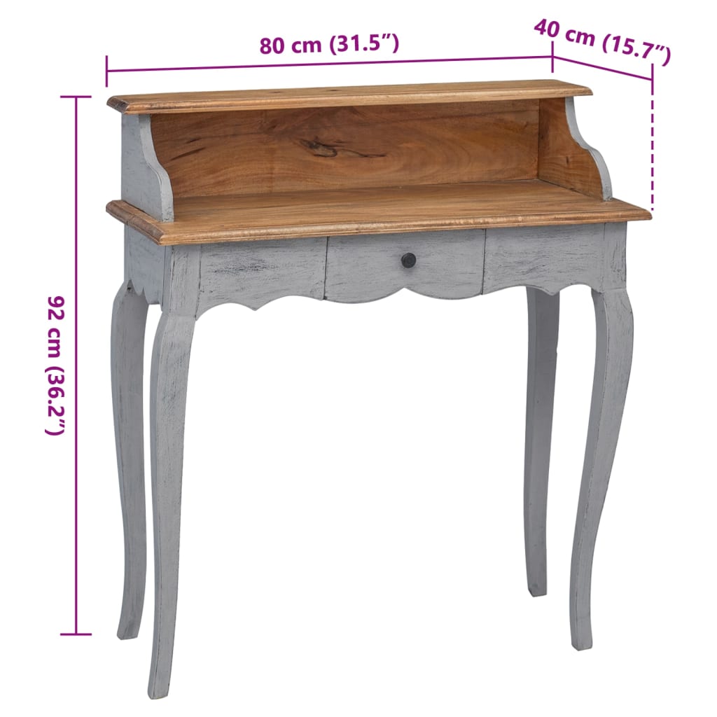 Writing Desk Solid Mahogany Wood 80X40X92 Cm