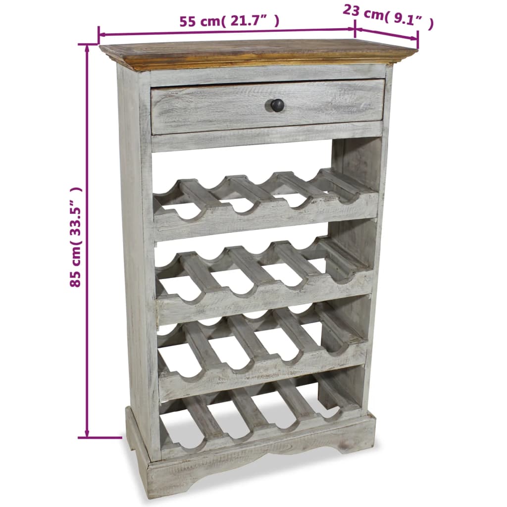 Wine Rack Solid Mahogany Wood 55X23X85 Cm
