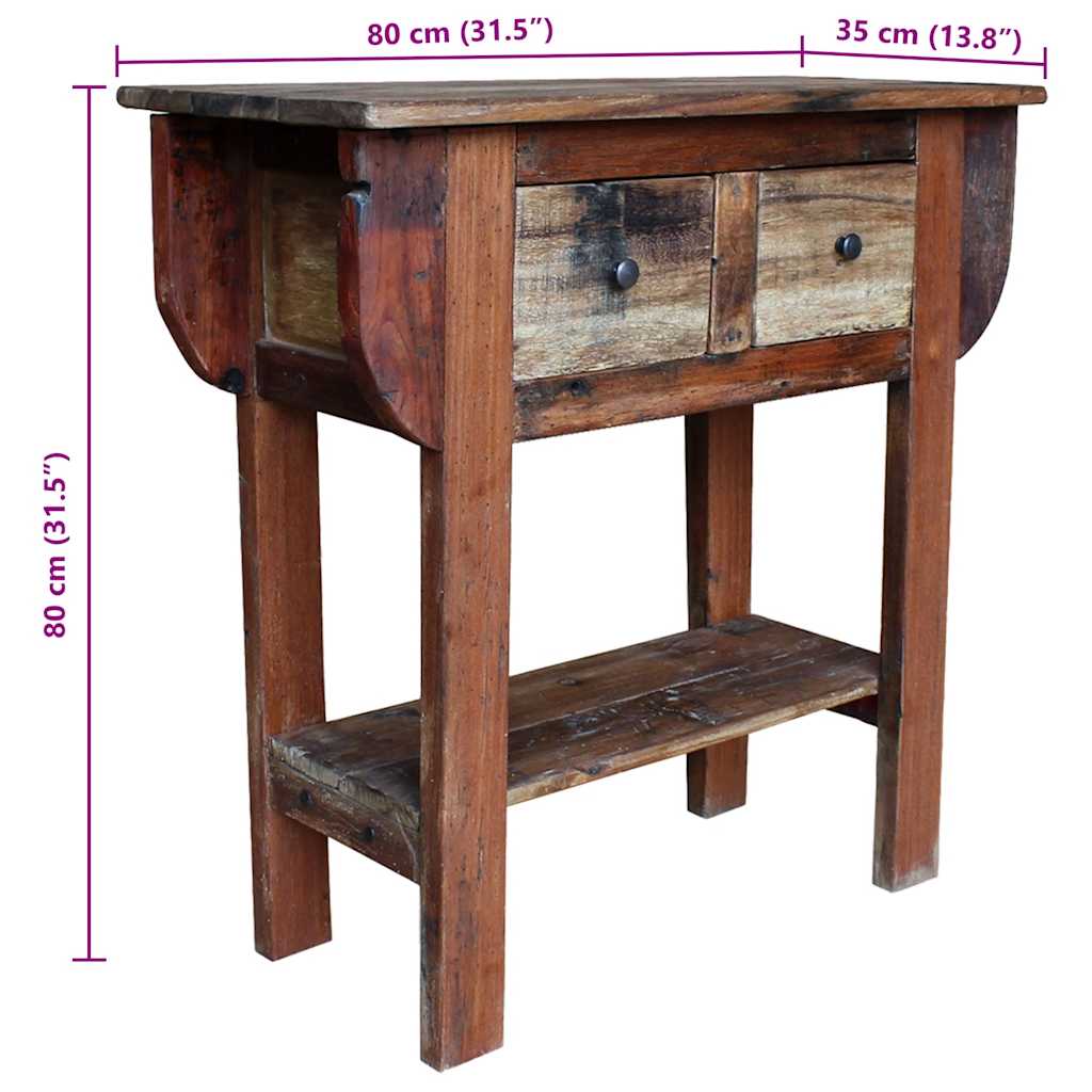 Console Table Mixed Recycled Wood 80X35X80 Cm