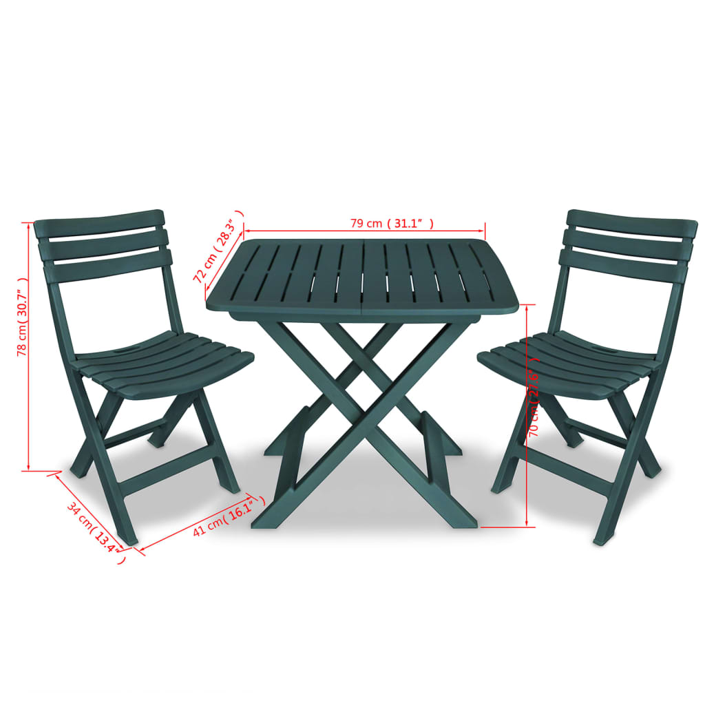 3 Piece Folding Bistro Set Plastic