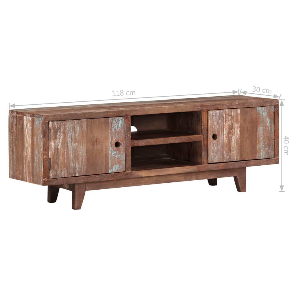 Tv Cabinet Solid Acacia Wood Vintage 118X30X40 Cm