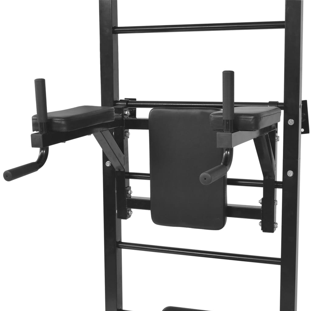 Wall-Mounted Multi-Functional Fitness Power Tower Black