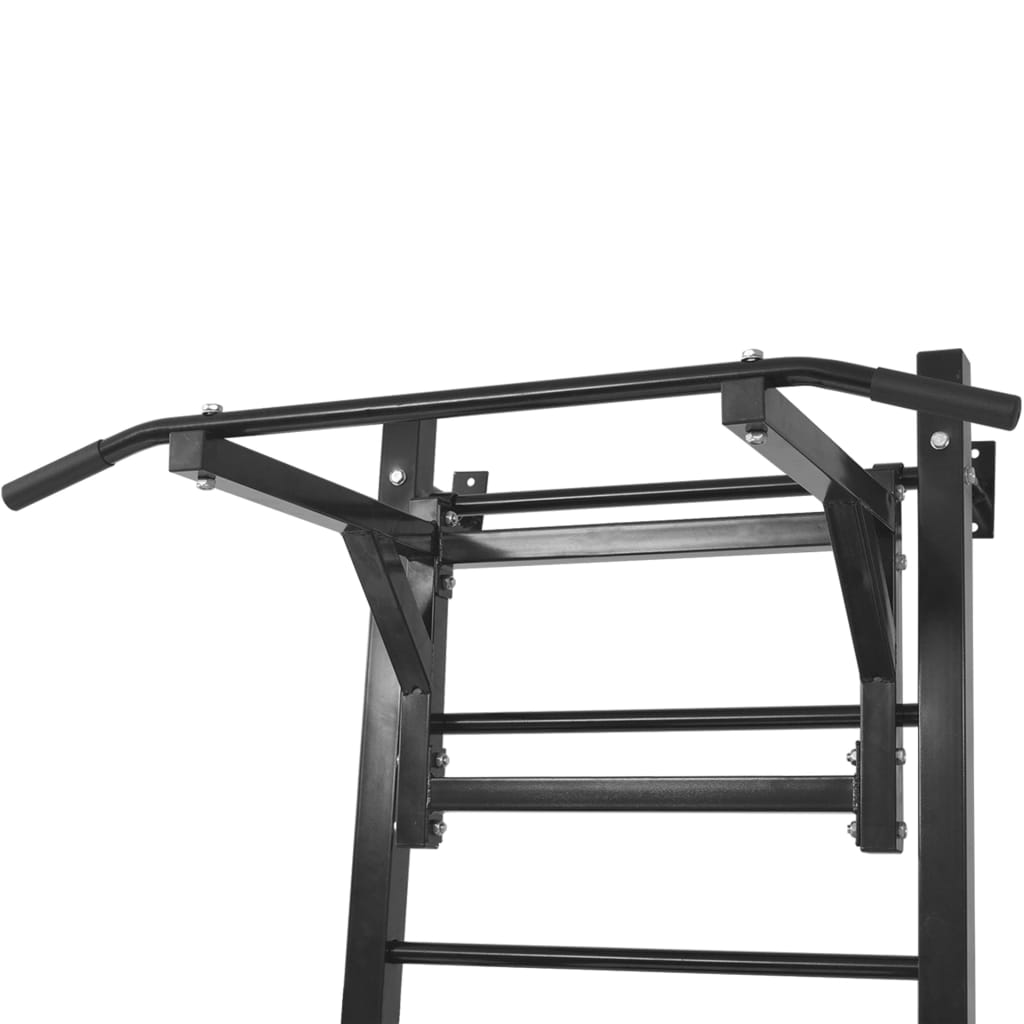 Wall-Mounted Multi-Functional Fitness Power Tower Black